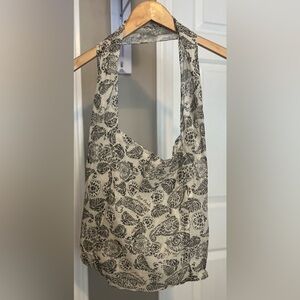 Free People Floral Black and Cream Shopping Tote Bag
